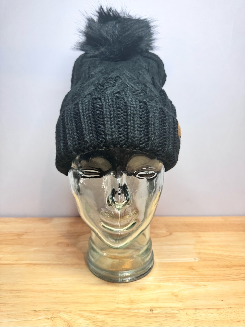 NWOT Black PomPom Beanie Adult